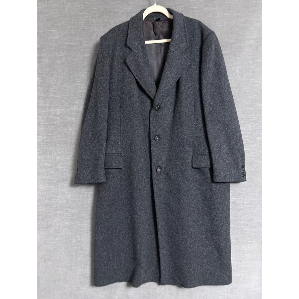 Vintage‎ John Weitz Coat 46L Gray Wool Classic Over Top Dress Business Heavy